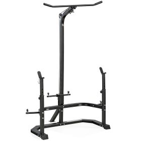 Soozier Multi-Function Home Gym Machine with Bench Press Rack, Squat Rack and Lat Pulldown System, Black