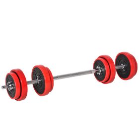 Soozier 44lbs 2-In-1 Dumbbell & Barbell Adjustable Set Strength Muscle Exercise Fitness Plate Bar Clamp Rod Home Gym Sports Area
