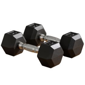 Soozier 2 x 10lbs Rubber Dumbbells Weight Set, Dumbbell Hand Weight for Body Fitness Training for Home Office Gym, Black