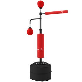Soozier 4-in-1 Free Standing Punching Bag, Height Adjustable Boxing Bag with 2 Speed Balls, 360eflex Bar, Red