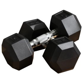 Soozier 2 x 25lbs Rubber Dumbbells Weight Set, Dumbbell Hand Weight for Body Fitness Training for Home Office Gym, Black
