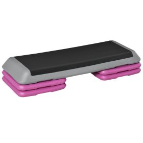Soozier 43" Adjustable Aerobic Platform Stepper 3 Level with Risers 4 6 8 Cardio Fitness Trainer Workout Step Home Gym Exercise, Black Purple