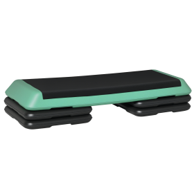 Soozier 43" Adjustable Aerobic Platform Stepper 3 Level with Risers 4 6 8 Cardio Fitness Trainer Workout Step Home Gym Exercise, Black Green