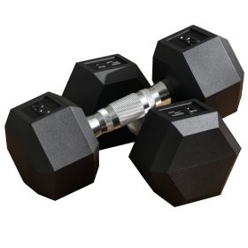 Soozier 2 x 20lbs Rubber Dumbbells Weight Set, Dumbbell Hand Weight for Body Fitness Training for Home Office Gym, Black