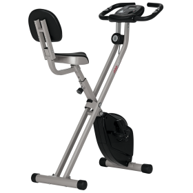 Soozier Foldable Indoor Stationary Bike with 8 Levels of Magnetic Resistance, Exercise Bike for Cardio Workout, Black