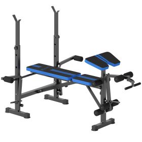 Soozier Adjustable Weight Bench for Weight Lifting and Strength Training (Color: Blue, size: 69" L x 54.75" W x 50" H)