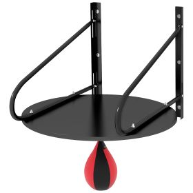 Soozier Wall-mounted Speed Bag Boxing Platform with Adjustable Height (Color: Black and Red, size: 23.6" x 28.7"x 31.5")