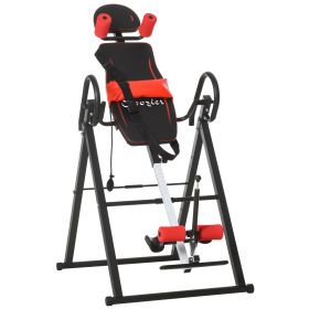 Soozier Folding Inversion Table, 20ô0ö0djustable, with Safety Belt and Waist Pad for Back Pain Relief (Color: Black, size: 31.1" x 44.9" x 74.8")